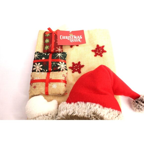 Christmas Queen Santa Claus 3D Stocking 18 inches Red Beige Holiday Decor NWT - Picture 5 of 8